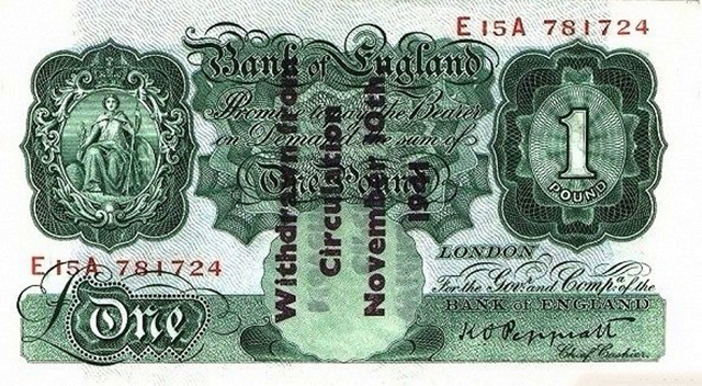 Front of England p363j: 1 Pound from 1928