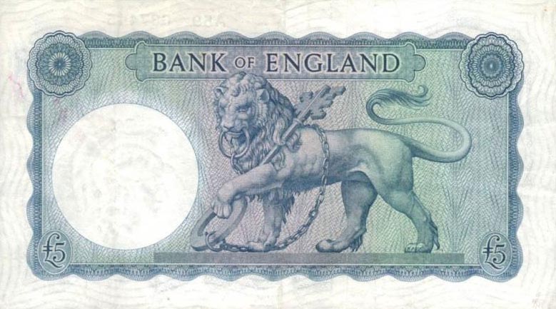 Back of England p371a: 5 Pounds from 1957