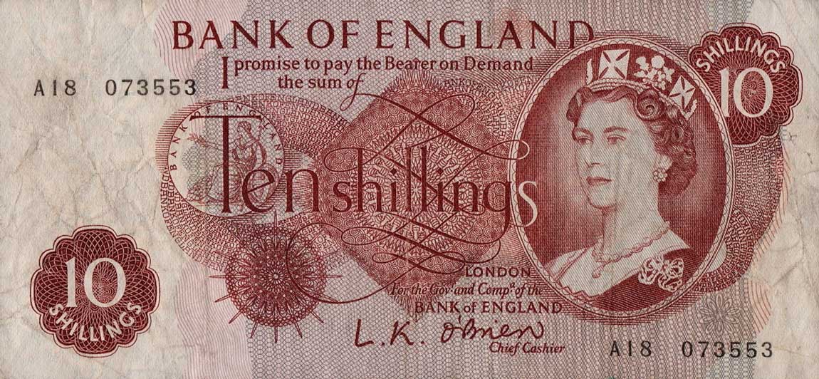 Front of England p373a: 10 Shillings from 1960