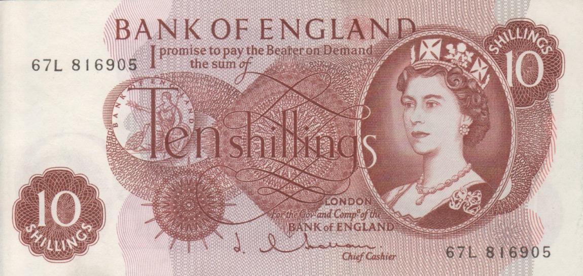 Front of England p373b: 10 Shillings from 1962