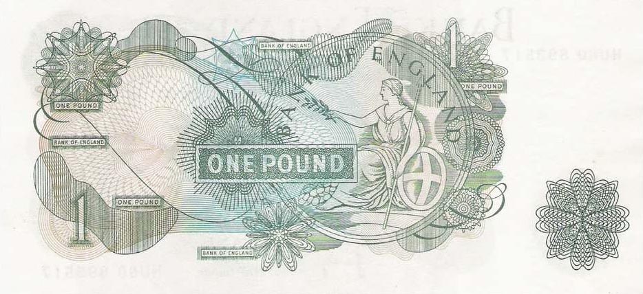 Back of England p374g: 1 Pound from 1970