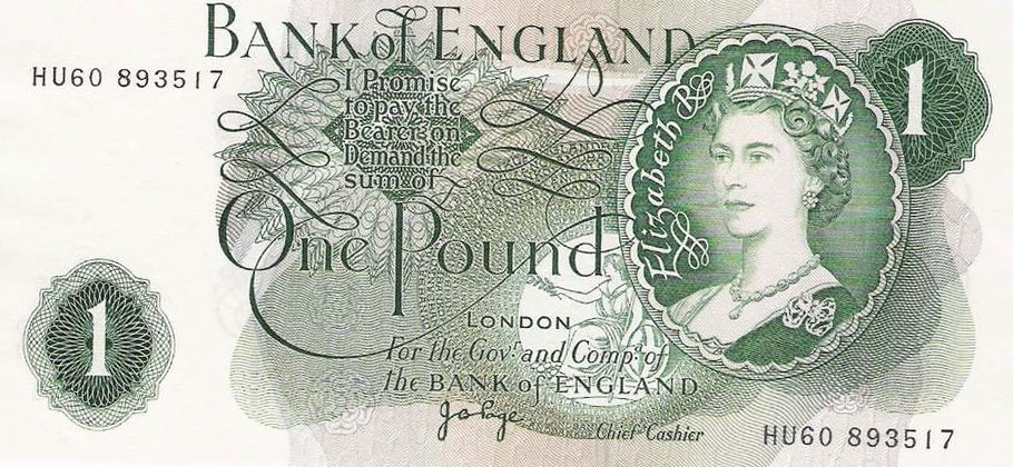 Front of England p374g: 1 Pound from 1970