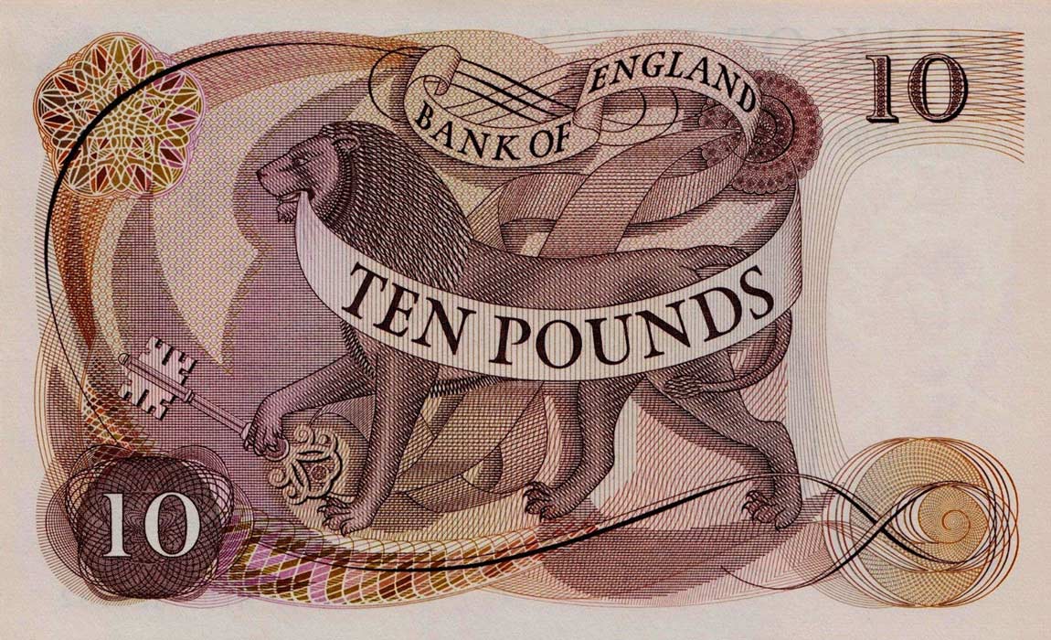 Back of England p376r: 10 Pounds from 1970