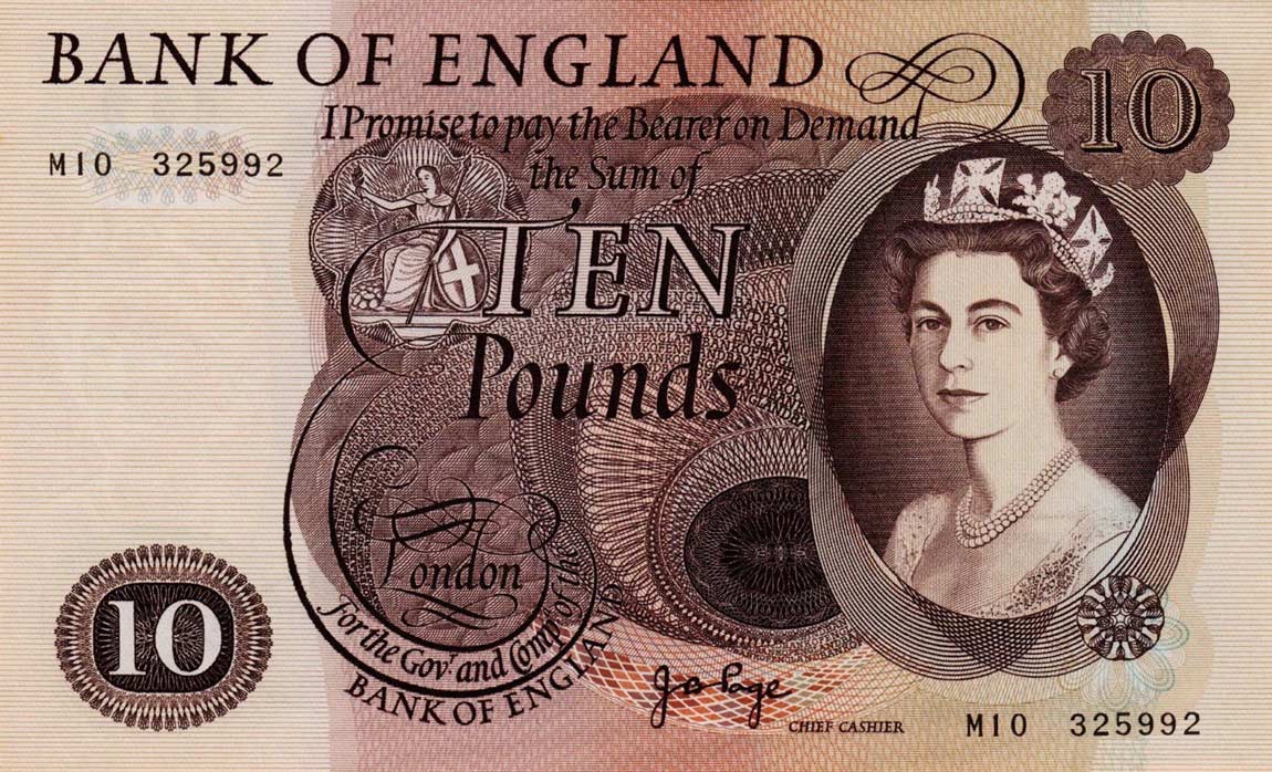 Front of England p376r: 10 Pounds from 1970