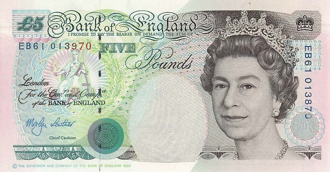 Front of England p382Ab: 5 Pounds from 1991