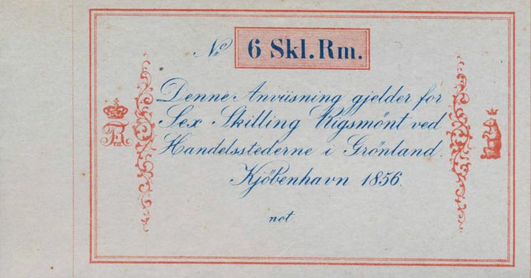 Front of Greenland pA33r: 6 Skilling from 1856