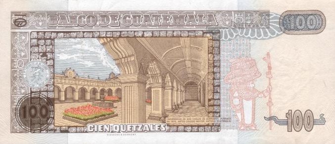 Back of Guatemala p104a: 100 Quetzales from 2001
