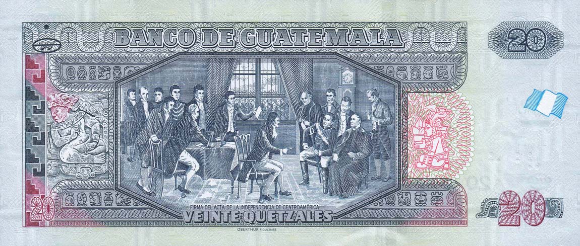 Back of Guatemala p124f: 20 Quetzales from 2017
