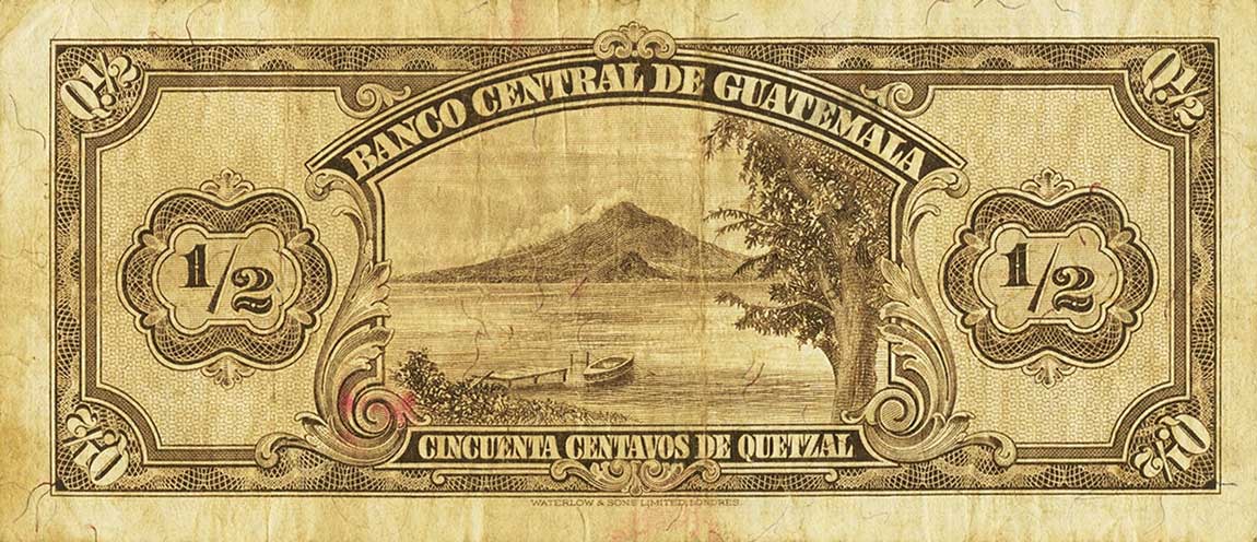 Back of Guatemala p13b: 0.5 Quetzal from 1942