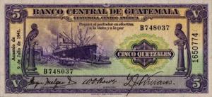 p16a from Guatemala: 5 Quetzales from 1934
