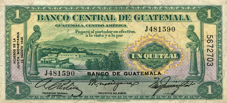 Front of Guatemala p20: 1 Quetzal from 1946