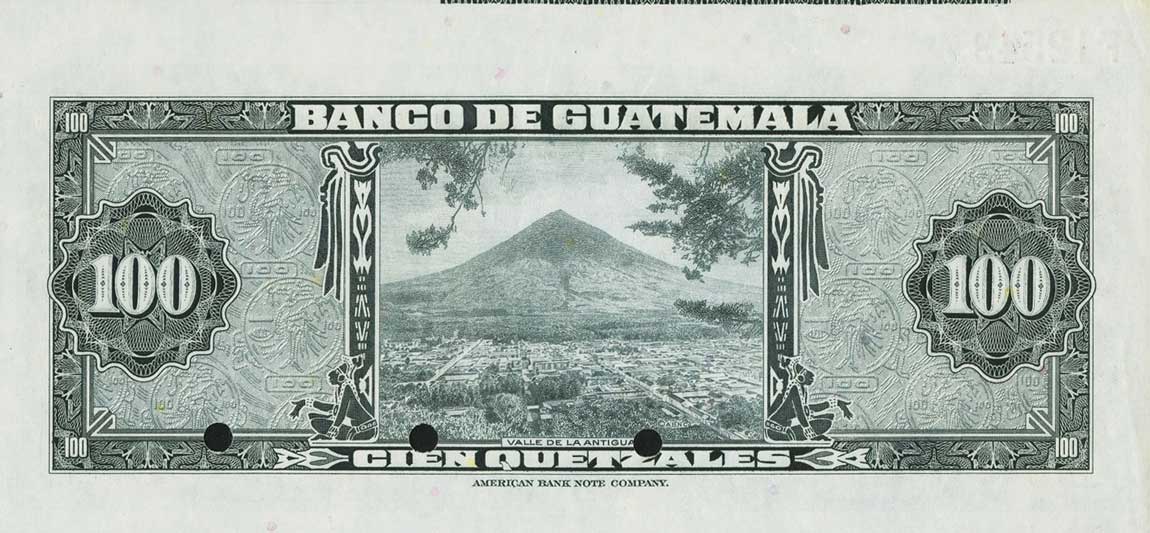 Back of Guatemala p28s: 100 Quetzales from 1948