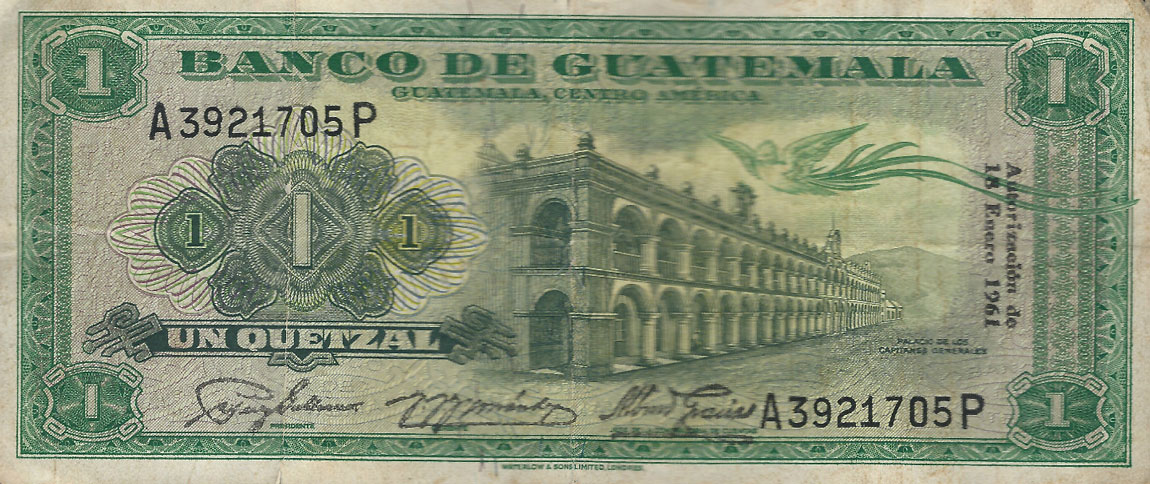 Front of Guatemala p43c: 1 Quetzal from 1961