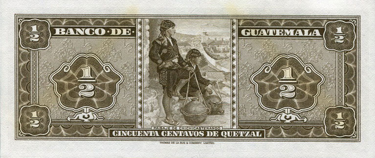 Back of Guatemala p51e: 0.5 Quetzal from 1968