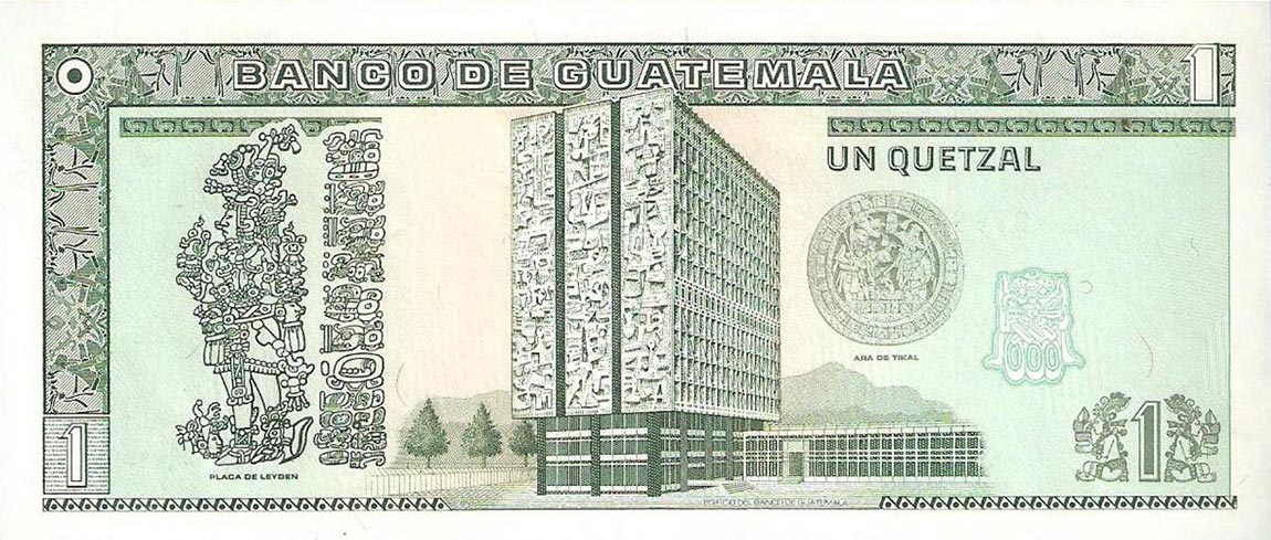 Back of Guatemala p73c: 1 Quetzal from 1992
