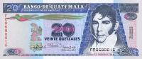 p76a from Guatemala: 20 Quetzales from 1989