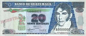 p83s from Guatemala: 20 Quetzales from 1992