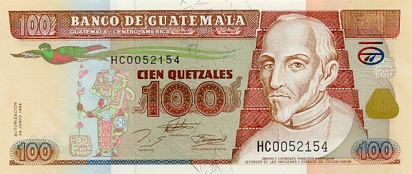 Front of Guatemala p94: 100 Quetzales from 1994
