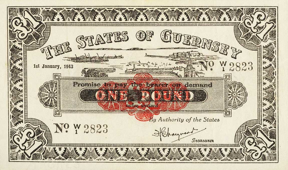 Front of Guernsey p33: 1 Pound from 1943