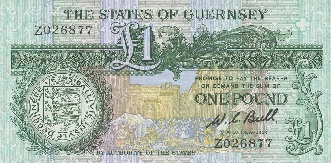 Front of Guernsey p48r: 1 Pound from 1980
