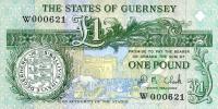 p52c from Guernsey: 1 Pound from 1991