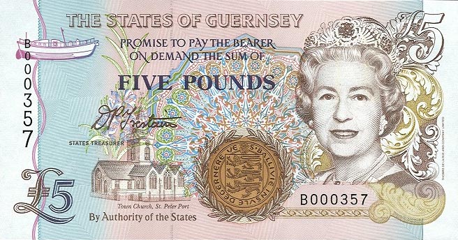 Front of Guernsey p56a: 5 Pounds from 1996