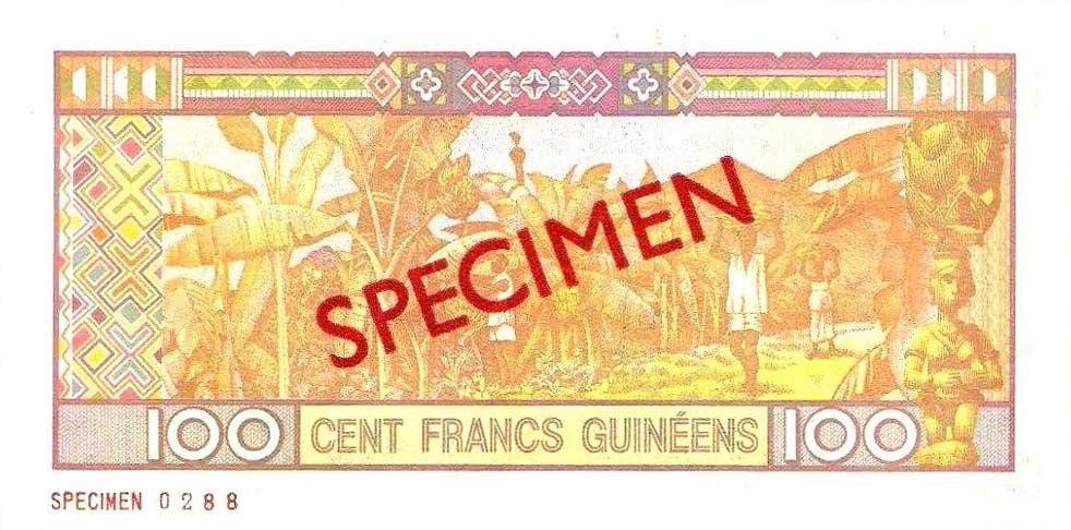 Back of Guinea p35s: 100 Francs from 1998