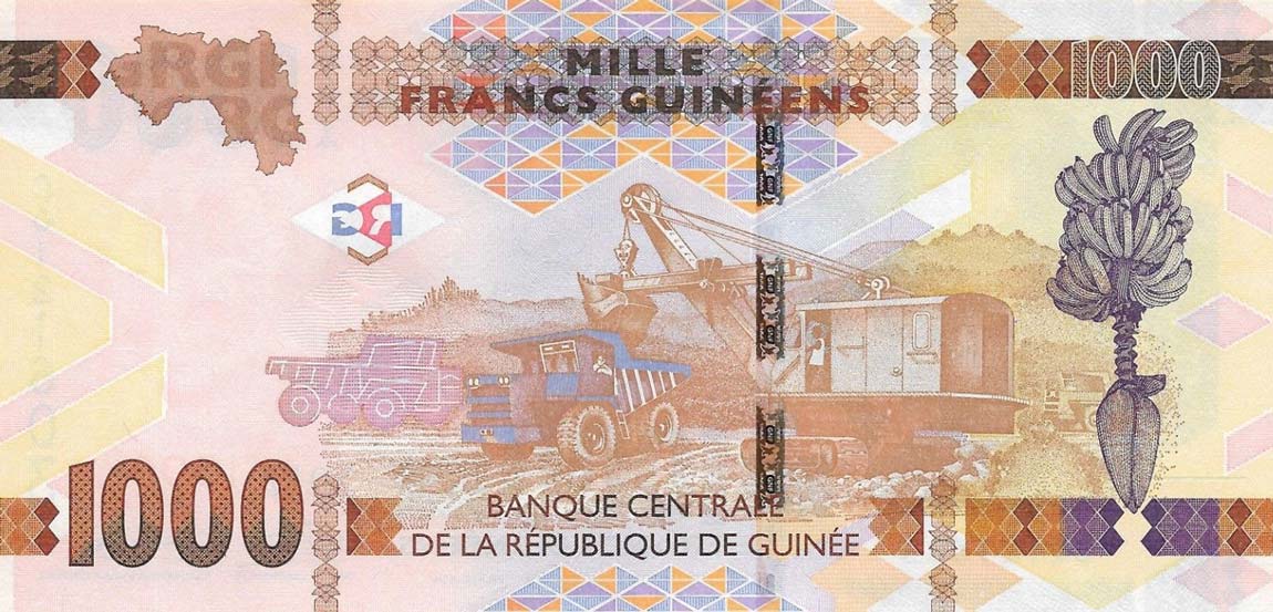 Back of Guinea p48b: 1000 Francs from 2017