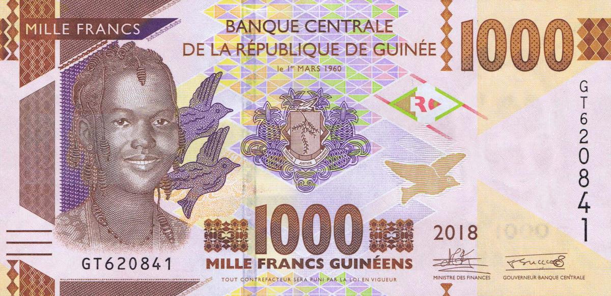 Front of Guinea p48c: 1000 Francs from 2018