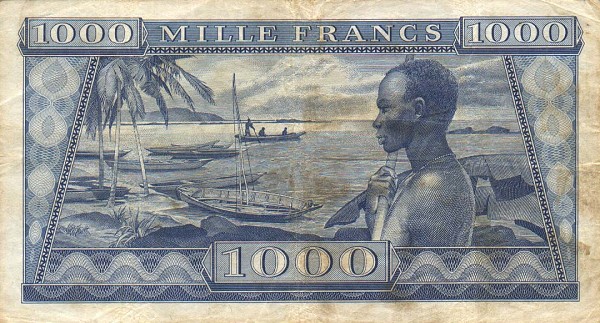 Back of Guinea p9a: 1000 Francs from 1958