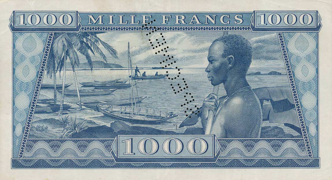 Back of Guinea p9s: 1000 Francs from 1958