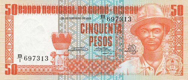 Front of Guinea-Bissau p5a: 50 Pesos from 1983