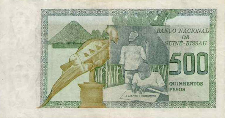 Back of Guinea-Bissau p3a: 500 Pesos from 1975