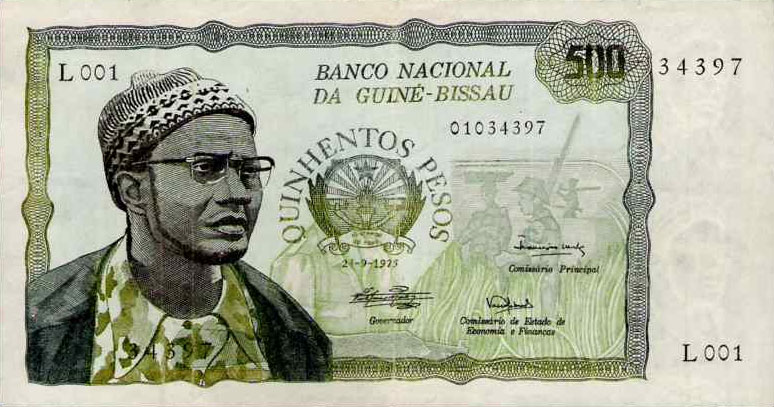 Front of Guinea-Bissau p3a: 500 Pesos from 1975