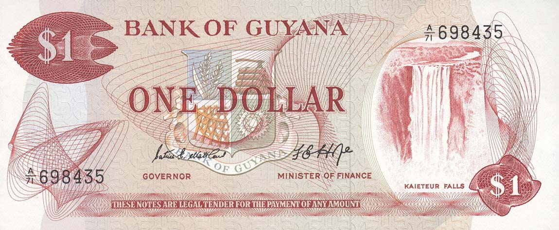 Front of Guyana p21d: 1 Dollar from 1966
