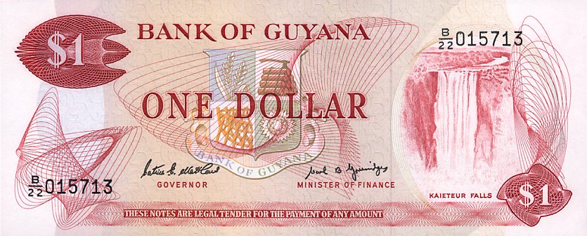 Front of Guyana p21f: 1 Dollar from 1966