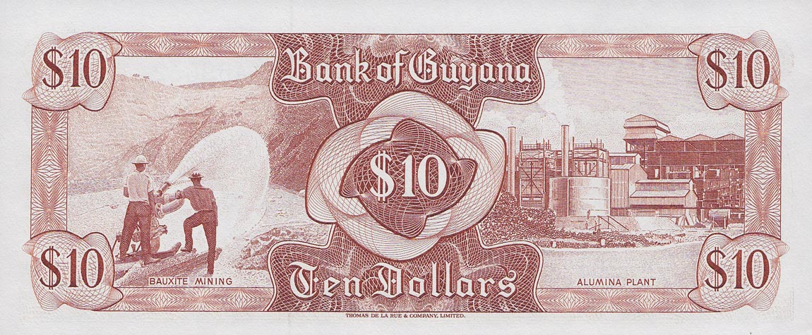 Back of Guyana p23d: 10 Dollars from 1966