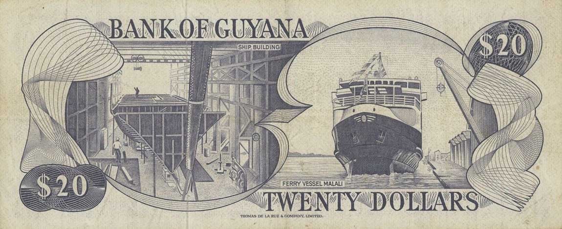Back of Guyana p24a: 20 Dollars from 1966
