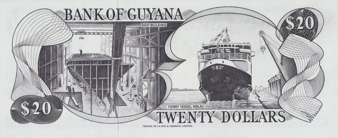 Back of Guyana p24b: 20 Dollars from 1966