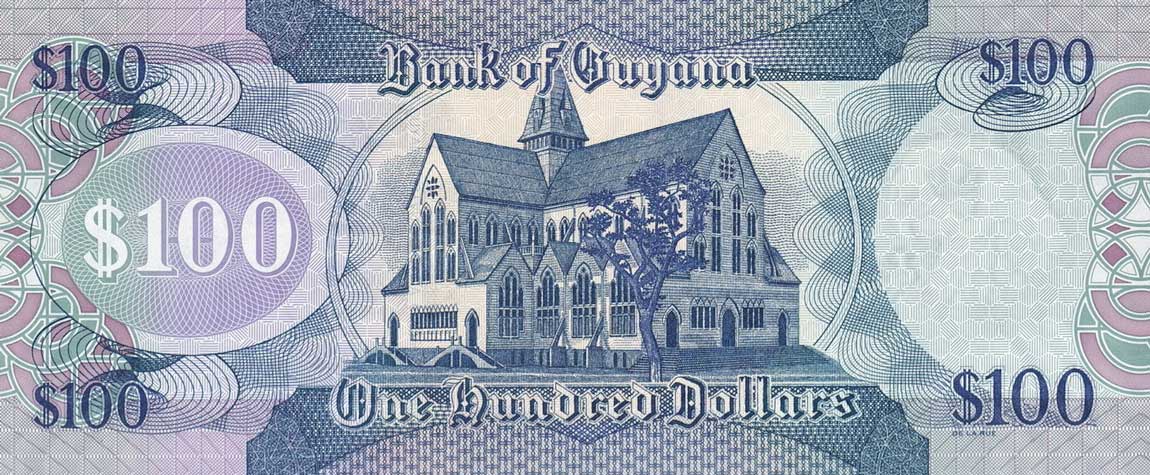 Back of Guyana p36a: 100 Dollars from 2006