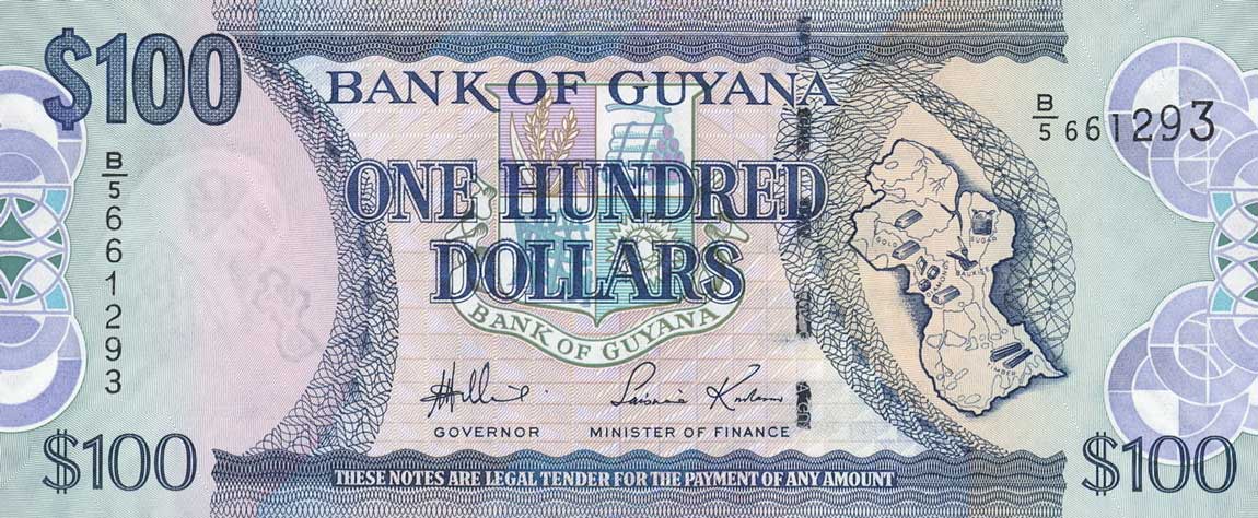 Front of Guyana p36a: 100 Dollars from 2006