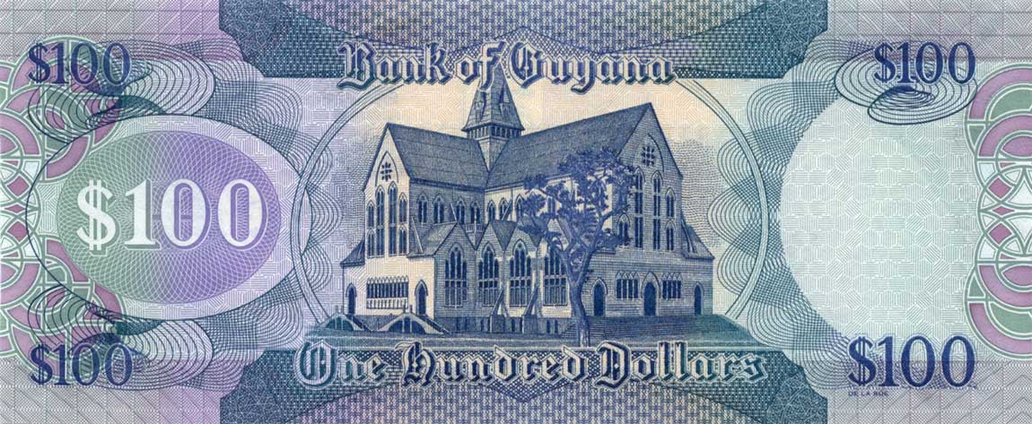 Back of Guyana p36b: 100 Dollars from 2006