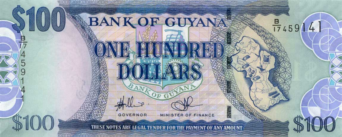 Front of Guyana p36b: 100 Dollars from 2006