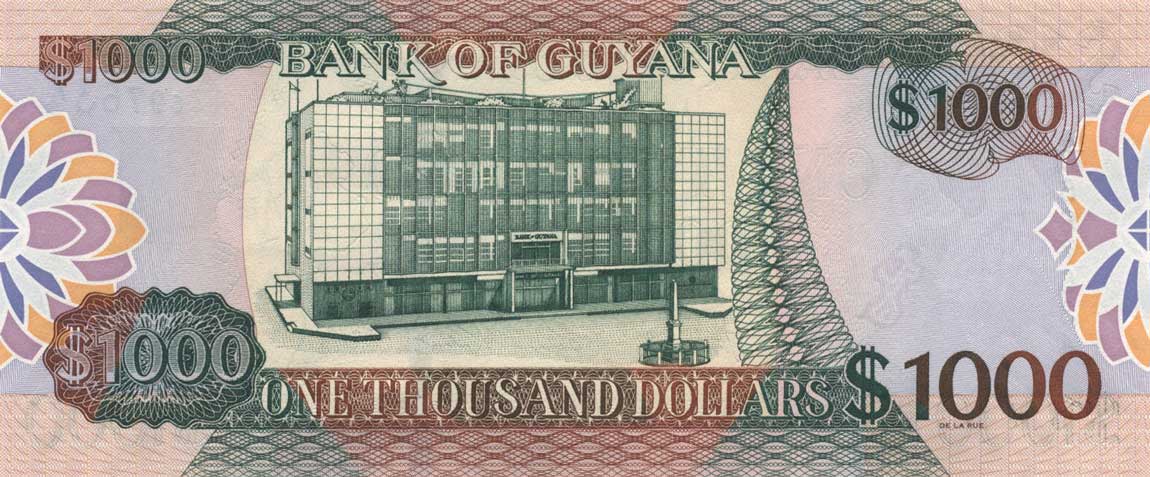Back of Guyana p39a: 1000 Dollars from 2006