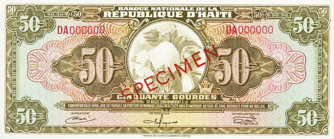 Front of Haiti p176s: 50 Gourdes from 1919