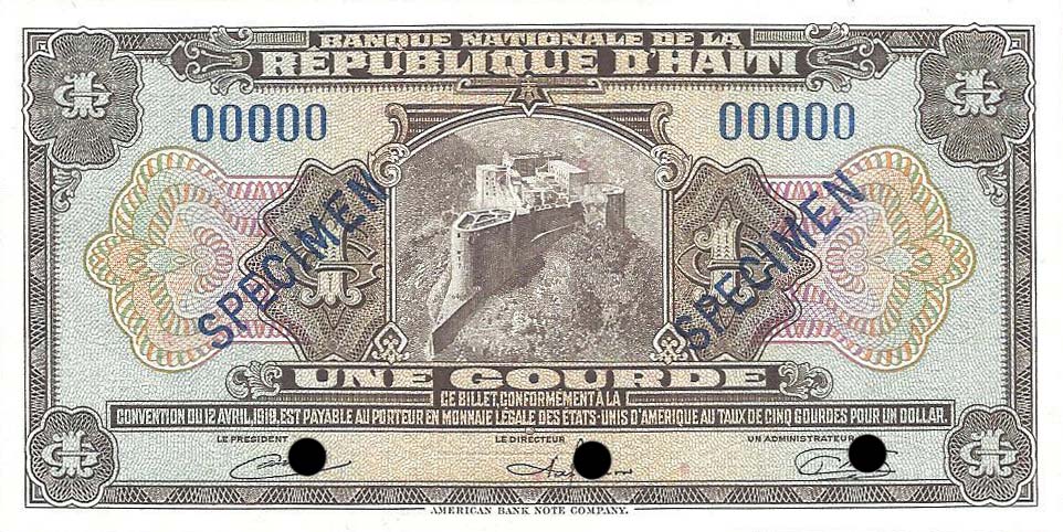 Front of Haiti p178s: 1 Gourde from 1951