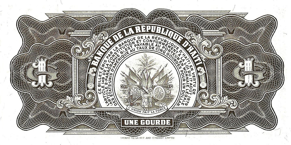Back of Haiti p239a: 1 Gourde from 1984