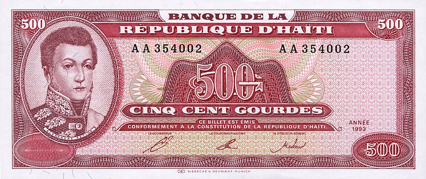 Front of Haiti p264a: 500 Gourdes from 1993
