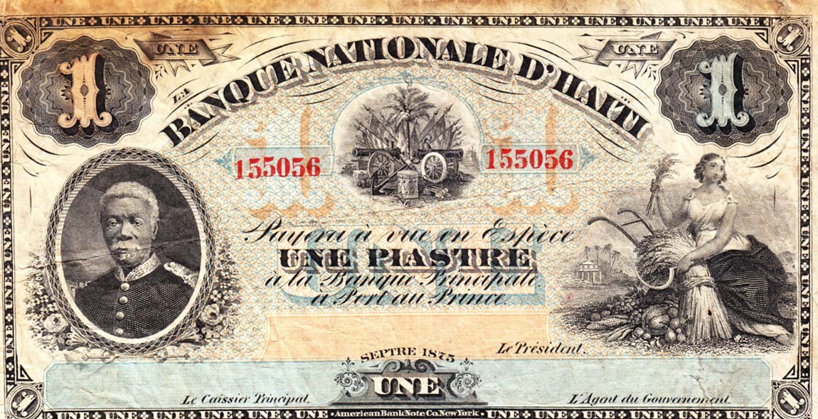 Front of Haiti p70: 1 Piastre from 1875