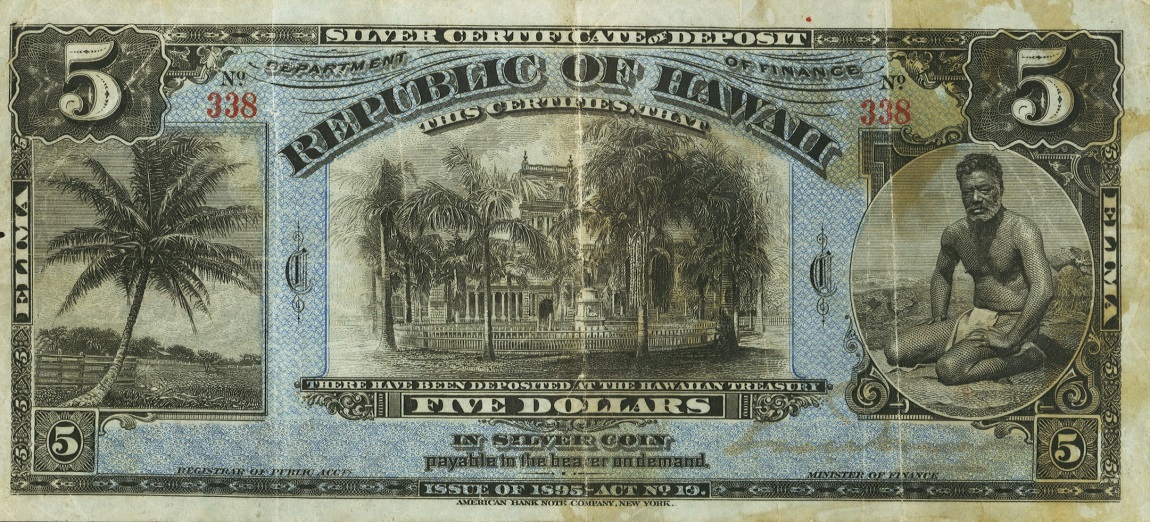 Front of Hawaii p11a: 5 Dollars from 1895